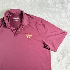 Under Armour Virginia Tech Hokies Performance Polo Shirt Mens Large Burgundy VT